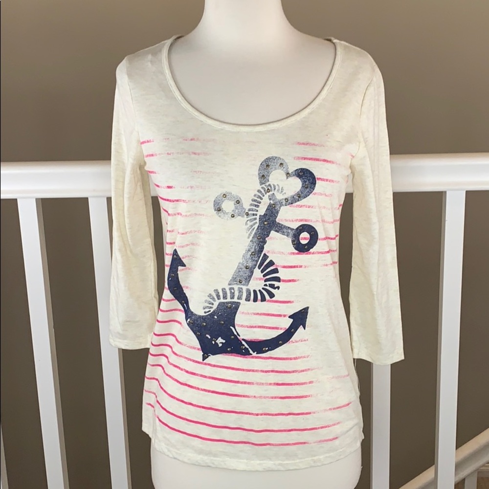 ❤❤Red Camel blouse- anchor print size Medium